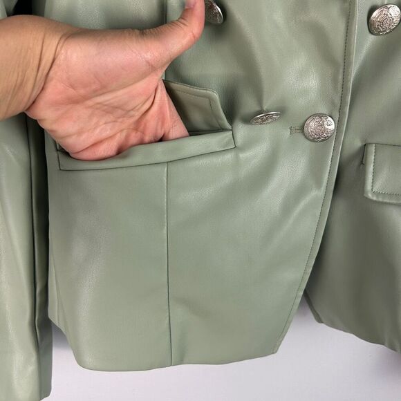 CENTRAL PARK WEST Devon Vegan Leather Blazer in Sage - Picture 8 of 9